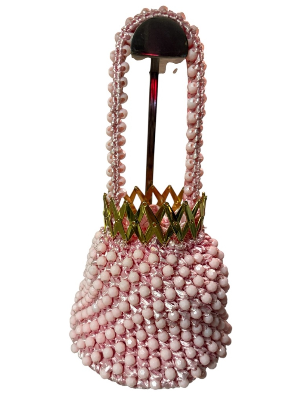 Vintage 1950s La Regale Pink Beaded Gate Top Purse - Very Good Used Condition - Picture 2 of 14